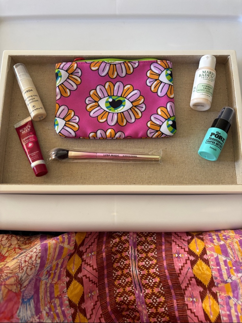 ipsy Pink Floral Eye Print Makeup Pouch